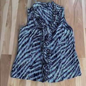 Anne Klein Navy & White Blouse